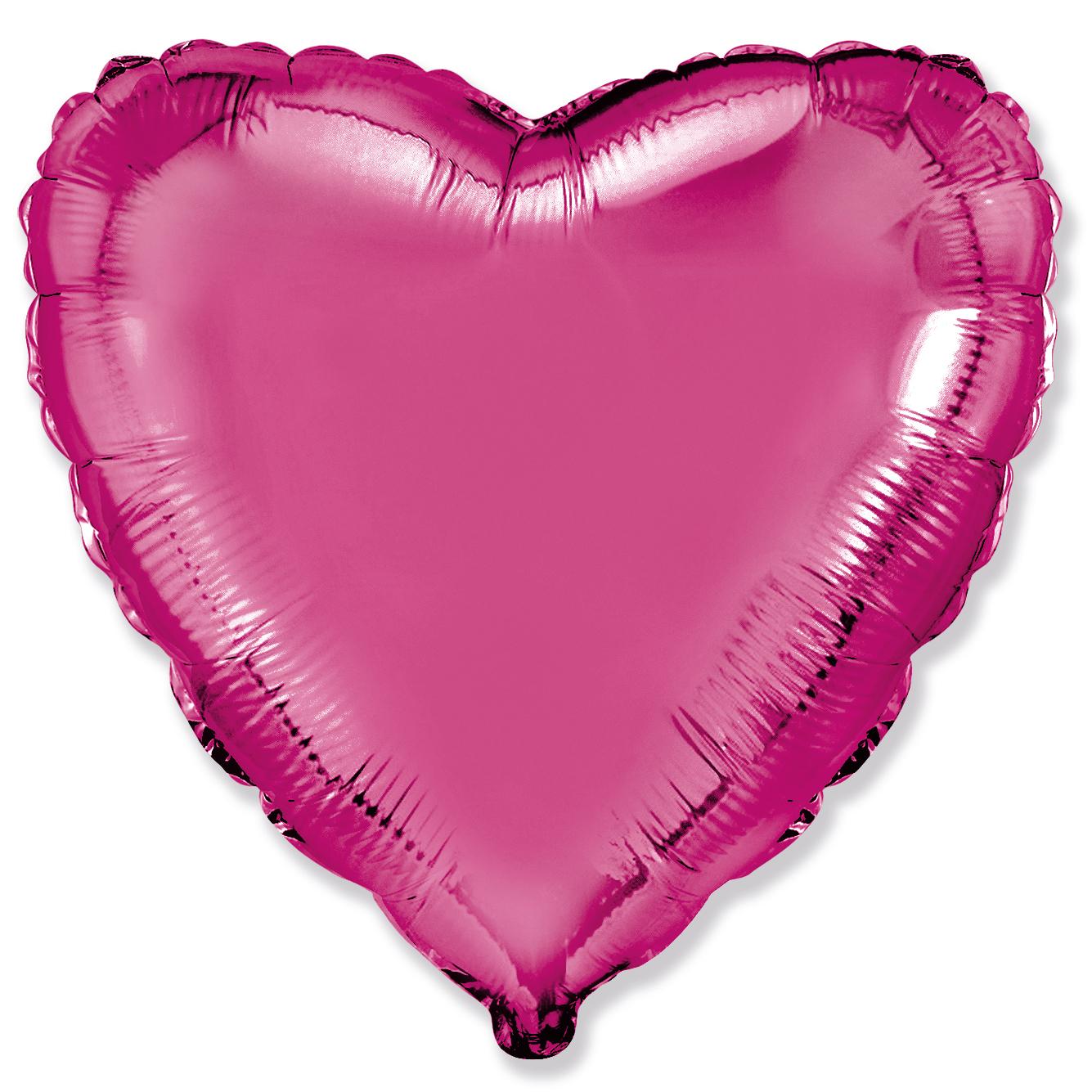 Inima Fuchsia cu Heliu 46cm