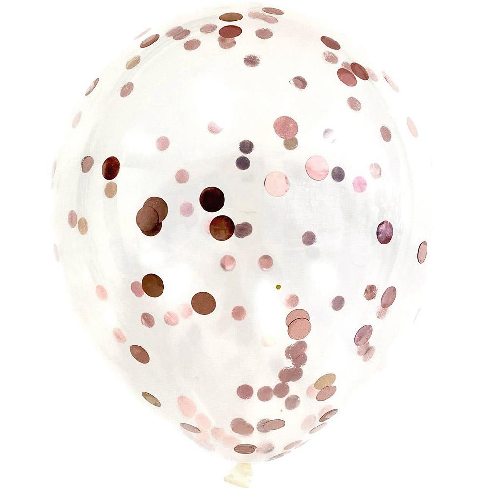 Balon Transparent cu Confetti Cercuri RoseGold
