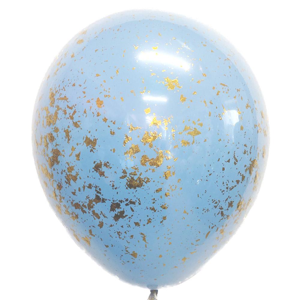Balon Dublu BabyBlue cu Confetti Gold