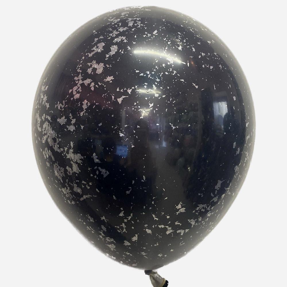 Balon Dublu Black cu Confetti Silver