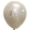 Balon Dublu Latte cu Confetti Silver