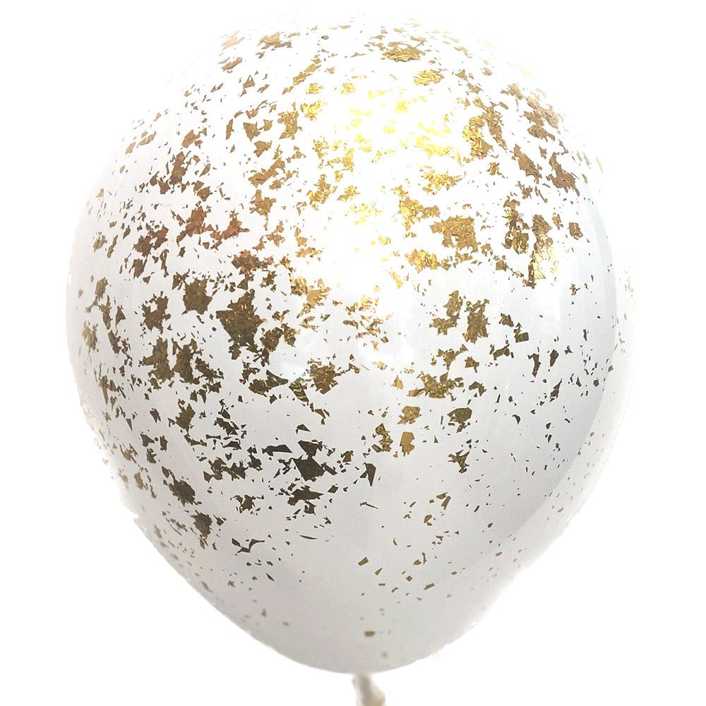 Balon Dublu White cu Confetti Gold
