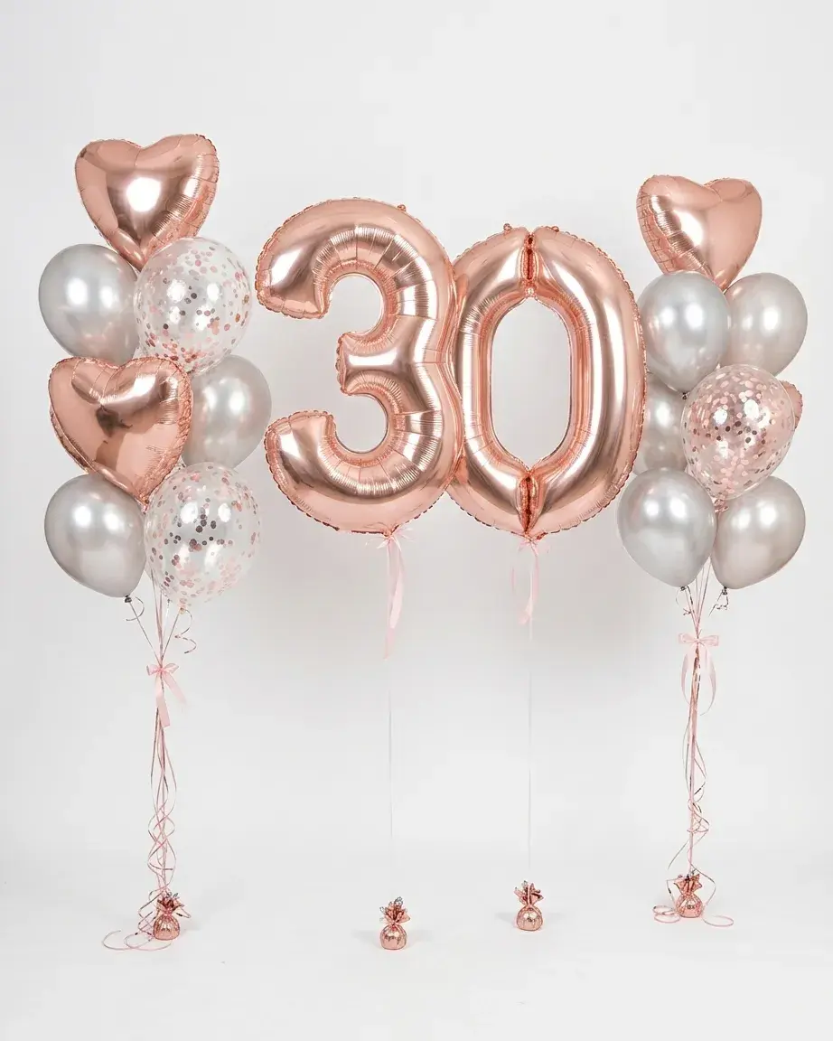 Set cu Cifre Rose Gold și Latex Argintiu – 2 Buchete Elegante | Nr. 12