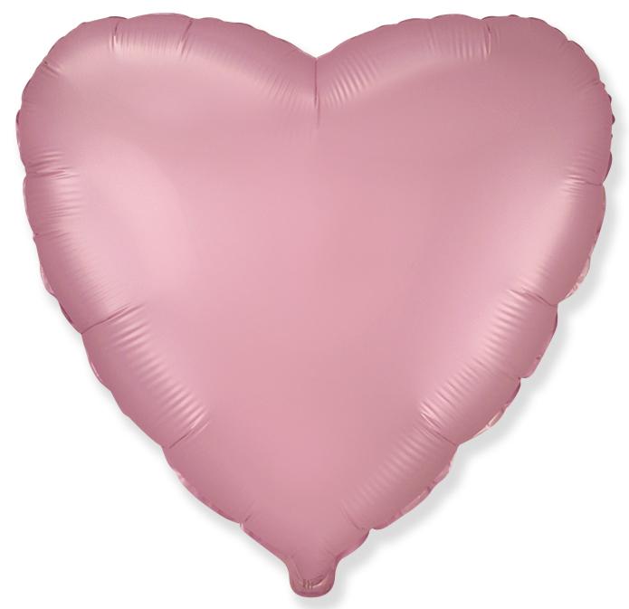Inima Satin Pastel Pink cu Heliu 46cm