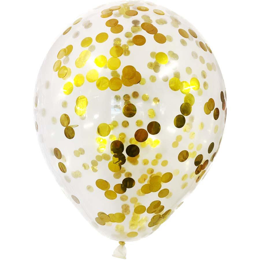 Balon Transparent cu Confetti Cercuri Gold