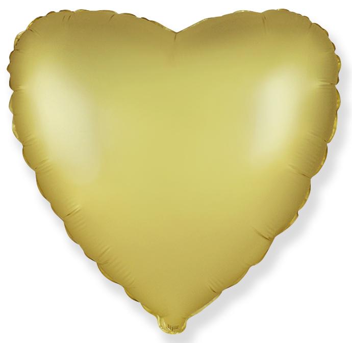 Inima Satin Pastel Gold cu Heliu 46cm