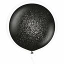 Balon Negru cu efect de Sticlă și cu confetti argintiu 80 cm