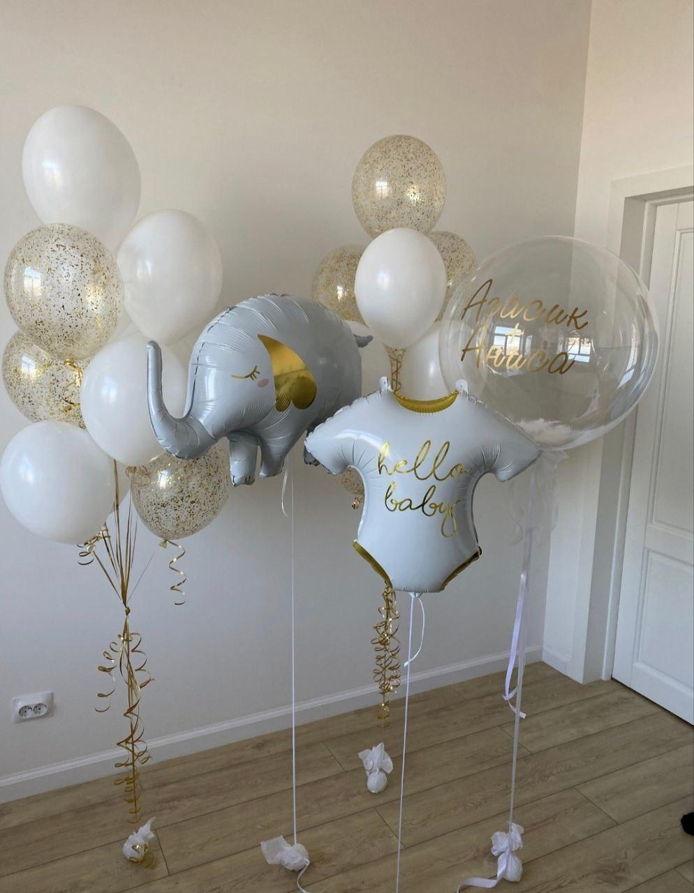 Set Elefant & Aur – Balon cu Elefant și Baloane Transparente cu Strușcă Aurie | Nr. 71