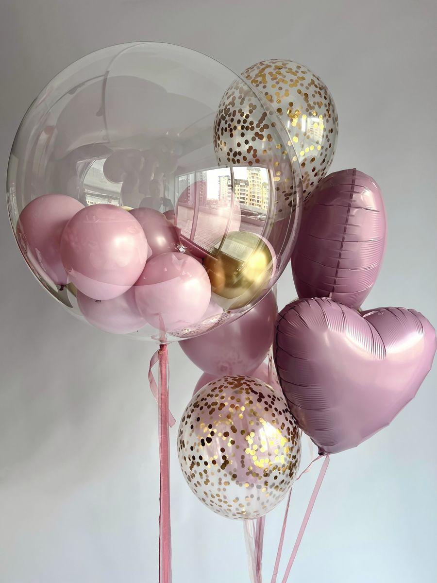 Set Pudra Baby – Bubble cu Baloane și Text & Inimi Roz | Nr. 143