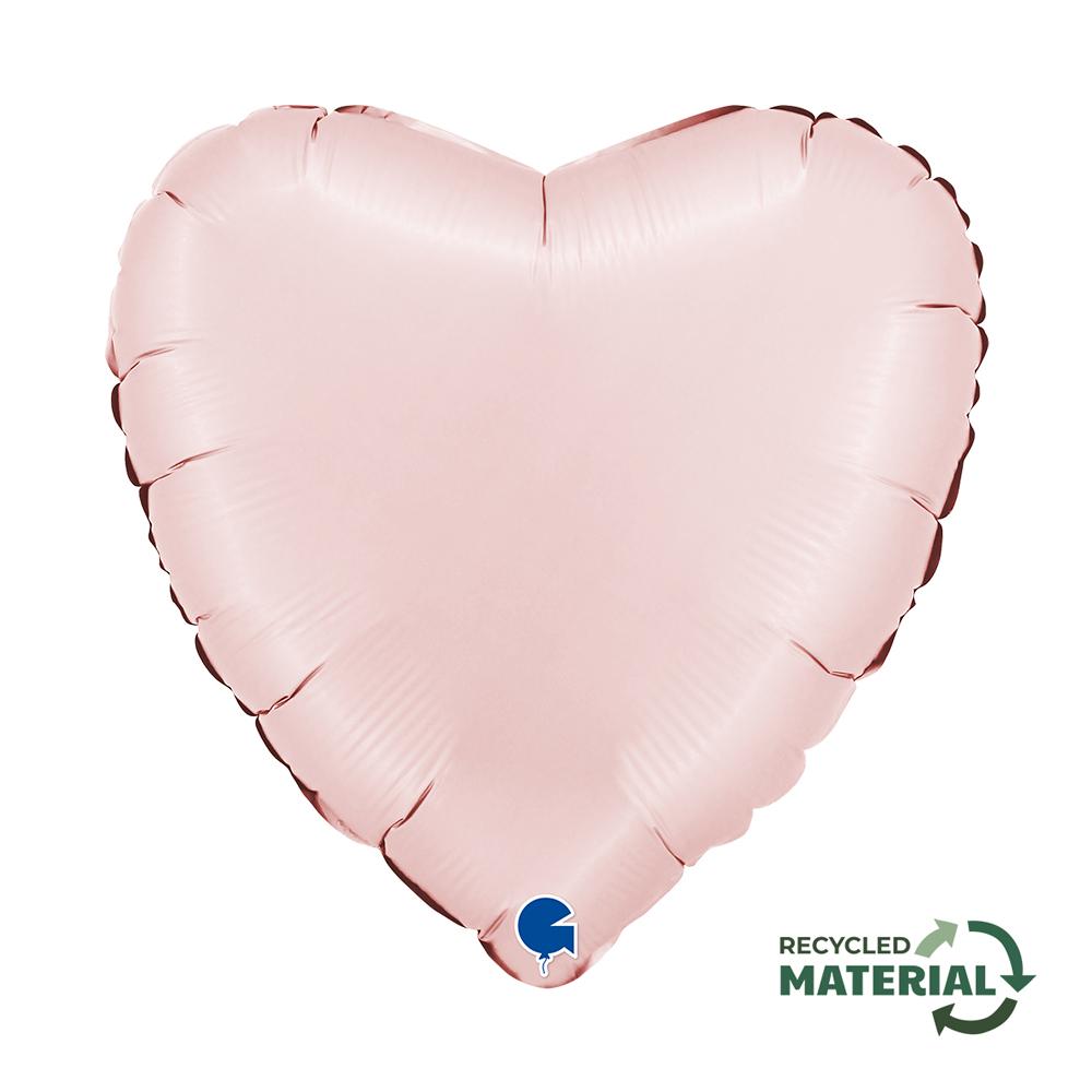 Inima Satin Pastel Pink cu heliu ,46 cm