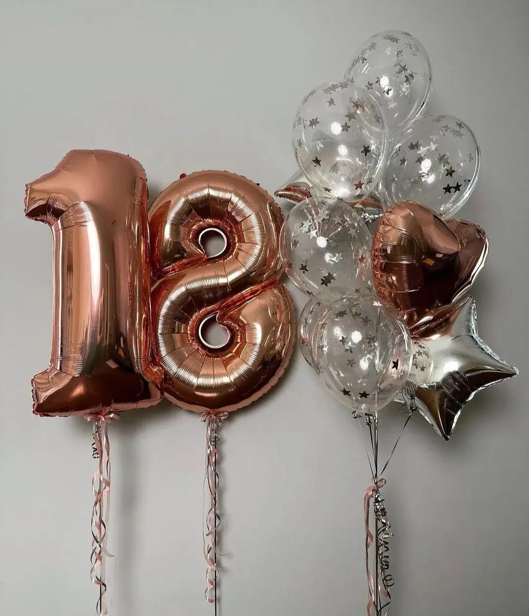 Set nr.18 Cu Cifre RoseGold și Buchet de Baloane
